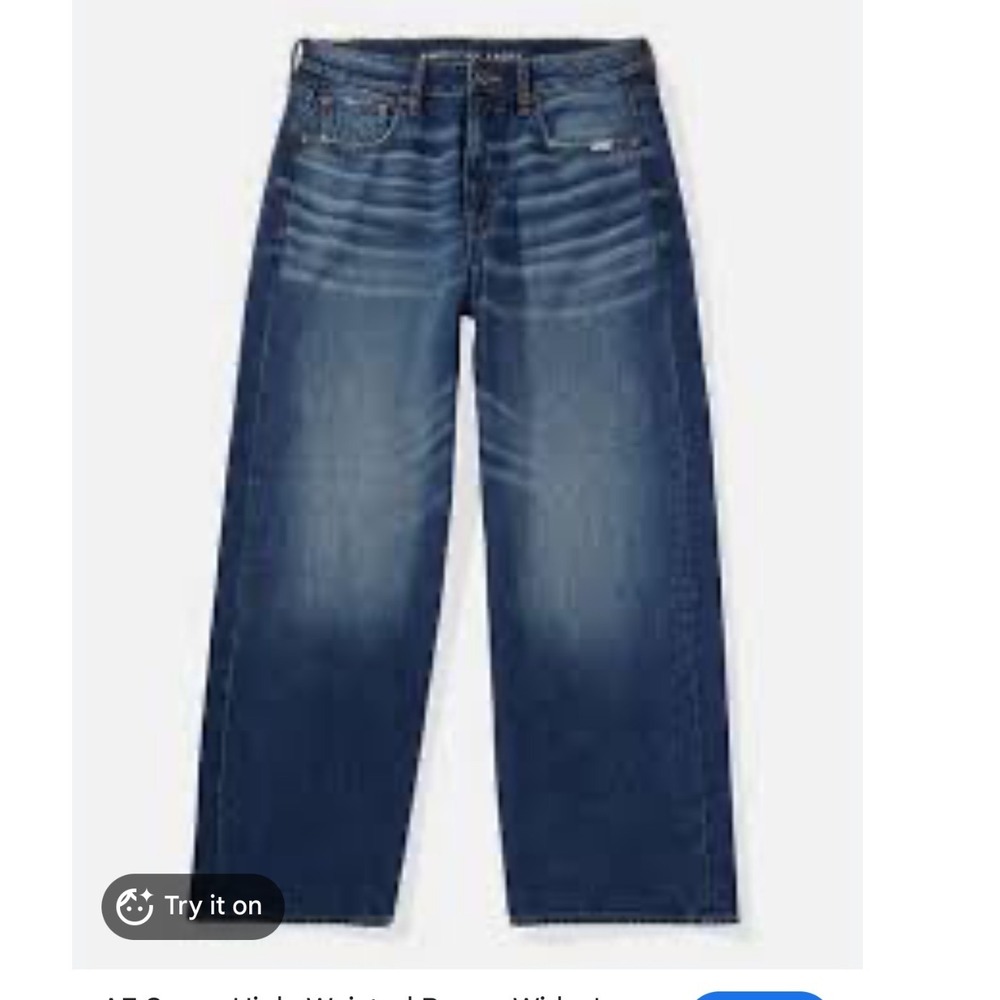 American Eagle Super High-Rise Baggy Wide Leg Jeans Dark Wash Size 12 Regular